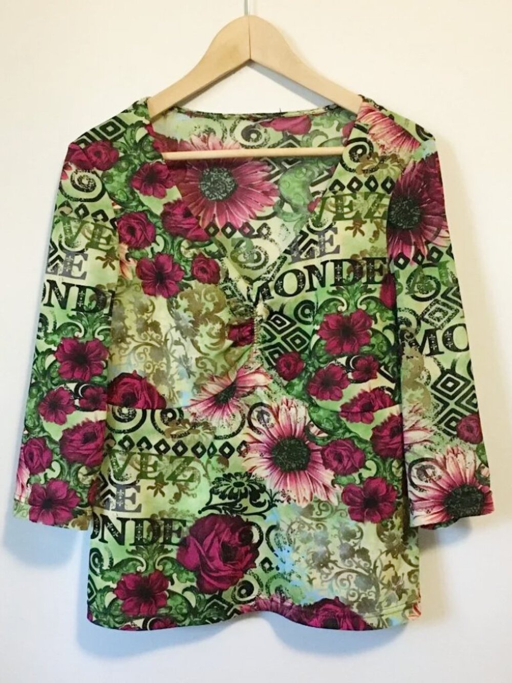 Vintage Y2K Cybercore Graphic Mesh Top - Retro Floral Graphic Print Long Sleeve